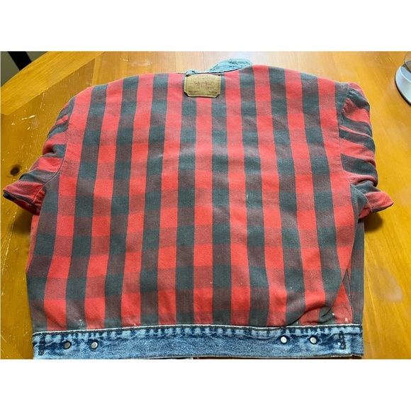 Vintage Levi's Trucker Jacket 70417 80s 90s Buffalo Plaid Size M - Picture 15 of 16